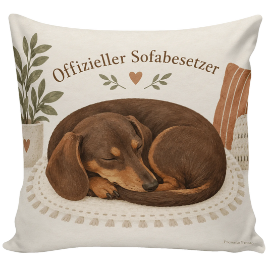 Lustiges Dackel-Kissen für Dackelbesitzer mit schlafendem Dackel|p:2014920|h:91095a6f0cb2326f93349bb160c67731