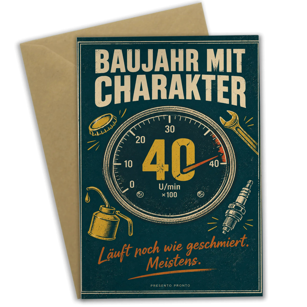 Lustige Geburtstagskarte zum 40. für Männer mit Retro-Tachometer|p:2014934|h:11e614460ce49ca481e3113e7c7b82af