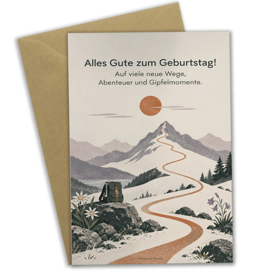 Herzliche Geburtstagskarte für Wanderer mit Bergweg|p:2014936|h:608dac8af4c956fbe0ff30baaac34165
