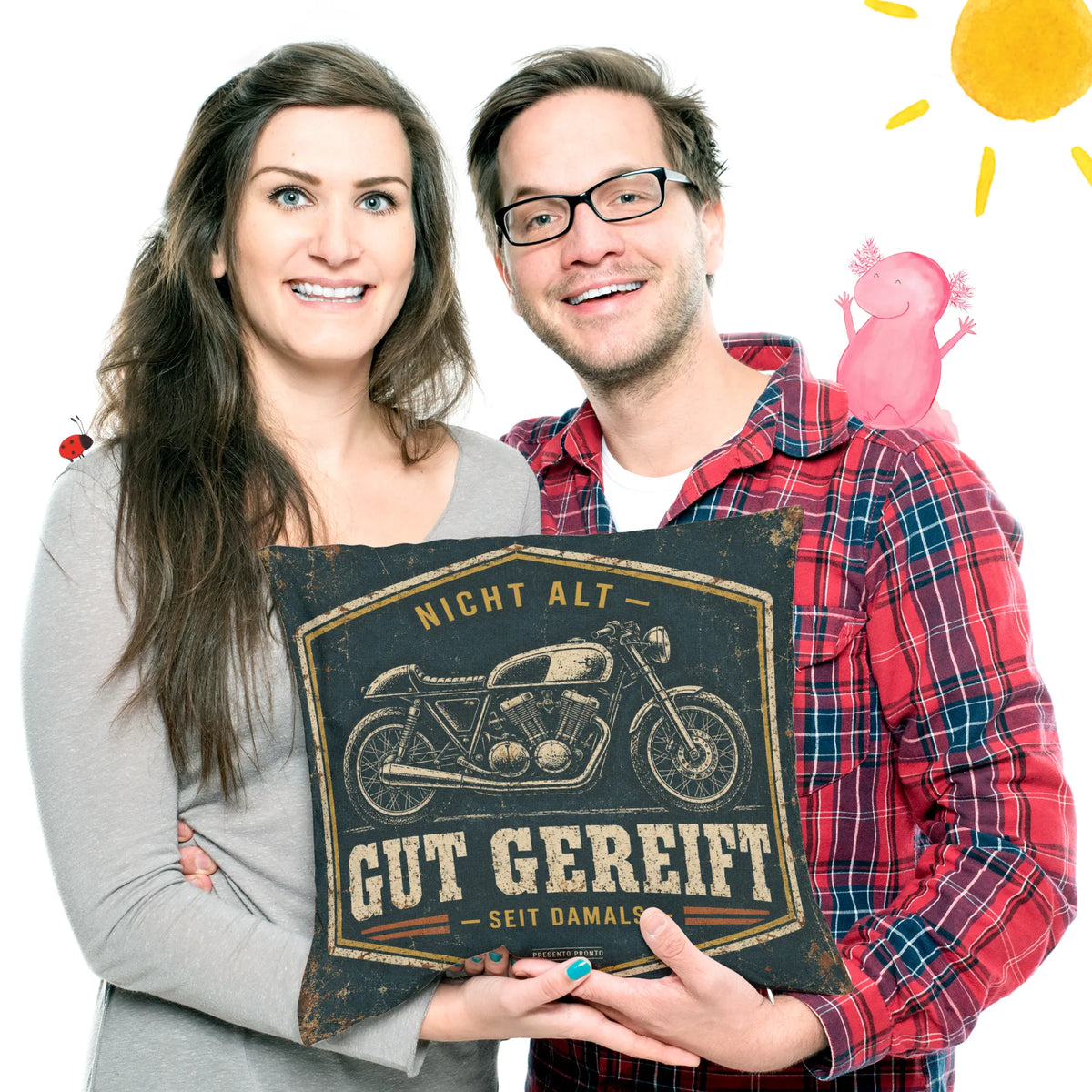 Lustiges Vintage Kissen für Motorradfans mit Café-Racer|p:2014942|h:0063174ebaccb88cd15b459731a60860