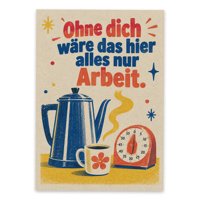 Lustige Kaffee Postkarte für Kollegen mit Kaffeekanne|p:2014952|h:e8d17211785cf22f3c2bd05e8fa49033