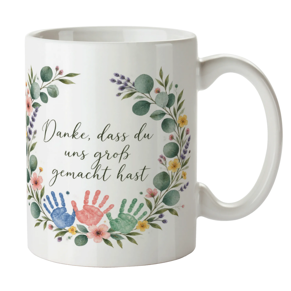 Herzliche Tasse für Erzieherin mit Blumenkranz|p:2014955|h:d85dcd68ff35fa1b353bade5e6fbee5e