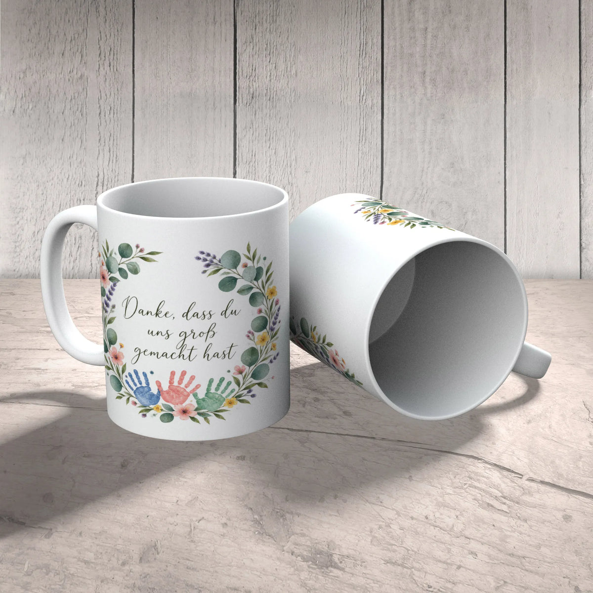Herzliche Tasse für Erzieherin mit Blumenkranz|p:2014955|h:739ea721a23224f53aaa4100ff666f2d