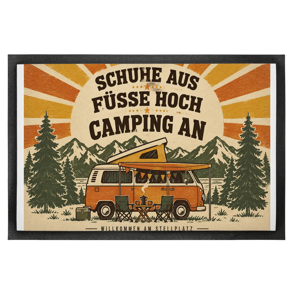 Lustige Fußmatte für Camping mit Vintage Campervan|p:2014958|h:55fd6d8da2c4c7377f43dc542ab637c2