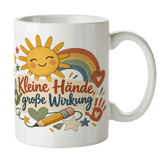 Liebevolle Tasse für Erzieher mit lächelnder Sonne|p:2014959|h:b04b5f5d3674e9243b73d3944724bba2
