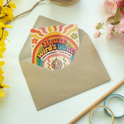 Bunte Einladungskarten zum Geburtstag mit Regenbogen|p:2014962|h:968dddf698629f48cf05fef2ff245a14