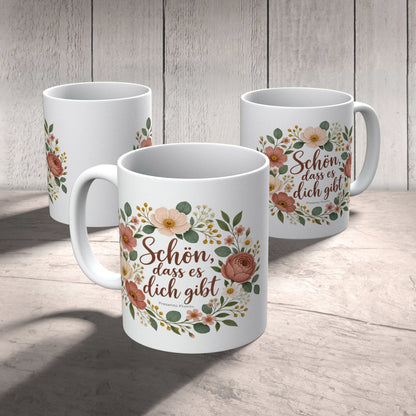 Liebevolle Tasse Schön, dass es dich gibt Blumenstrauß für Lieblingsmensch|p:2014963|h:91752c2c40c2c7a329afc78cbc84bd2f