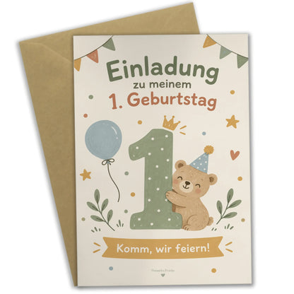 Fröhliche Einladungskarte zum 1. Geburtstag mit großer Eins|p:2014964|h:261465678918f0d255920b9ebf16eb11