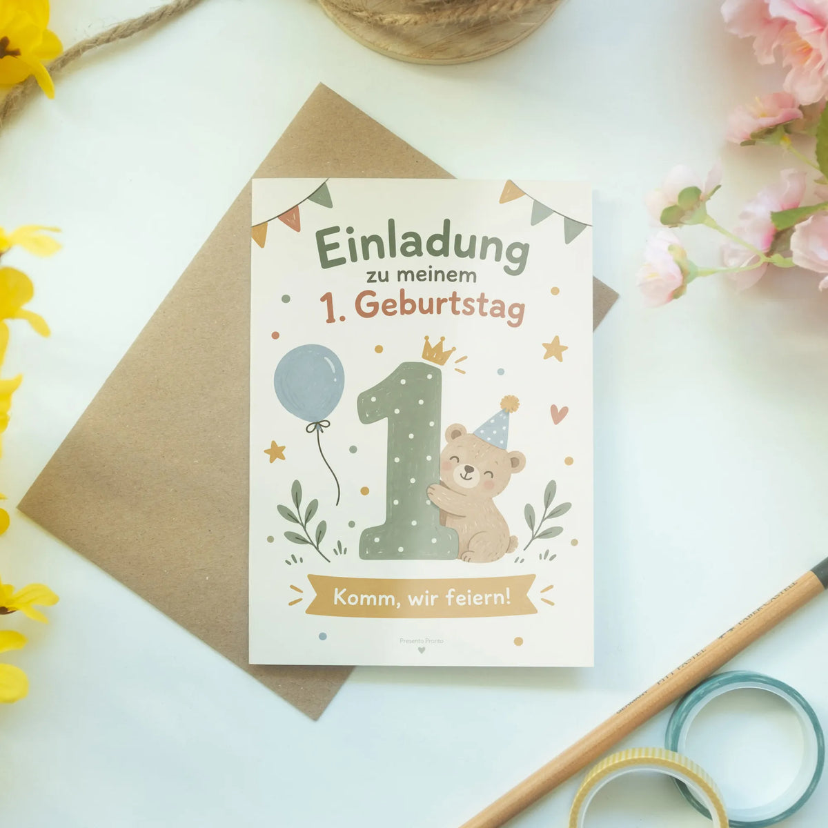 Fröhliche Einladungskarte zum 1. Geburtstag mit großer Eins|p:2014964|h:839c06cf5bd8da1c26ed89c87b5c60d7