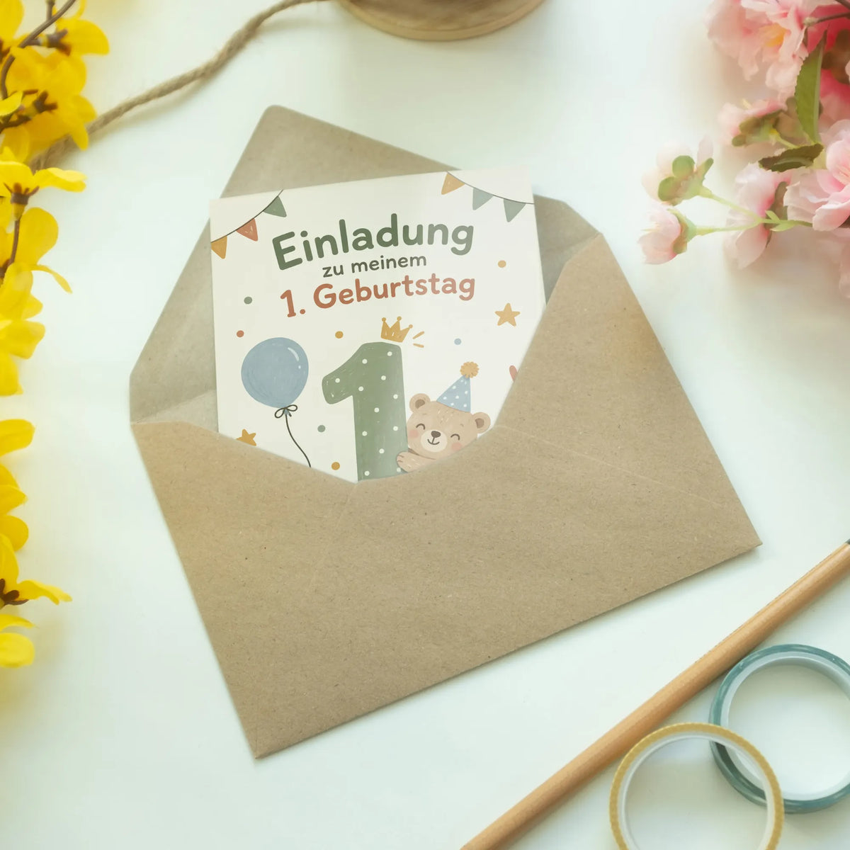 Fröhliche Einladungskarte zum 1. Geburtstag mit großer Eins|p:2014964|h:4825163a6a92701cb7a96285b435a9e0