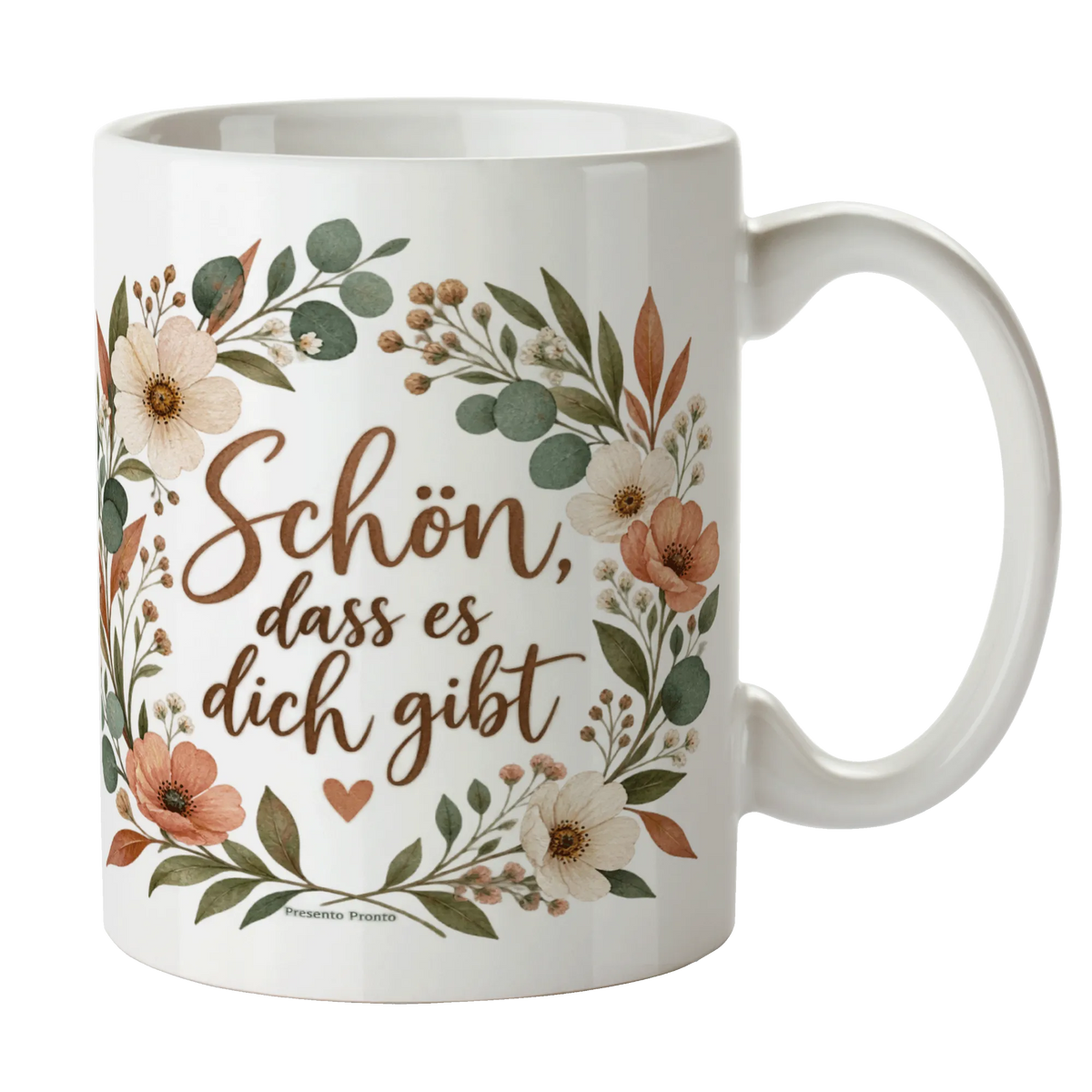 Liebevolle Tasse Schön dass es dich gibt mit Wildblumenkranz|p:2014965|h:d75022d42e48d31d83cfc2c95b7f104e