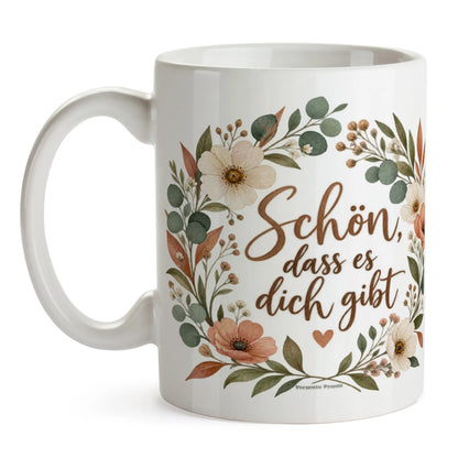 Liebevolle Tasse Schön dass es dich gibt mit Wildblumenkranz|p:2014965|h:8d63f6eaa4d1cafccb52ac92e561e97a