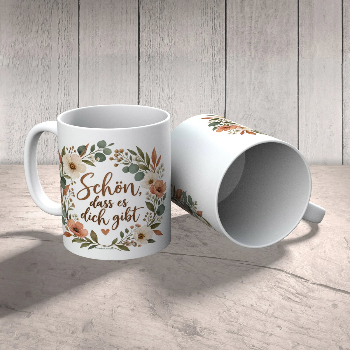 Liebevolle Tasse Schön dass es dich gibt mit Wildblumenkranz|p:2014965|h:ab2bcf3b89e494171fc1c3a0c20cd907