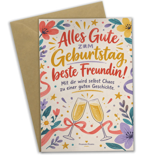 Fröhliche Geburtstagskarte für die beste Freundin mit Konfetti|p:2014966|h:feddf6a6457cd6bde57483fefb2469cf