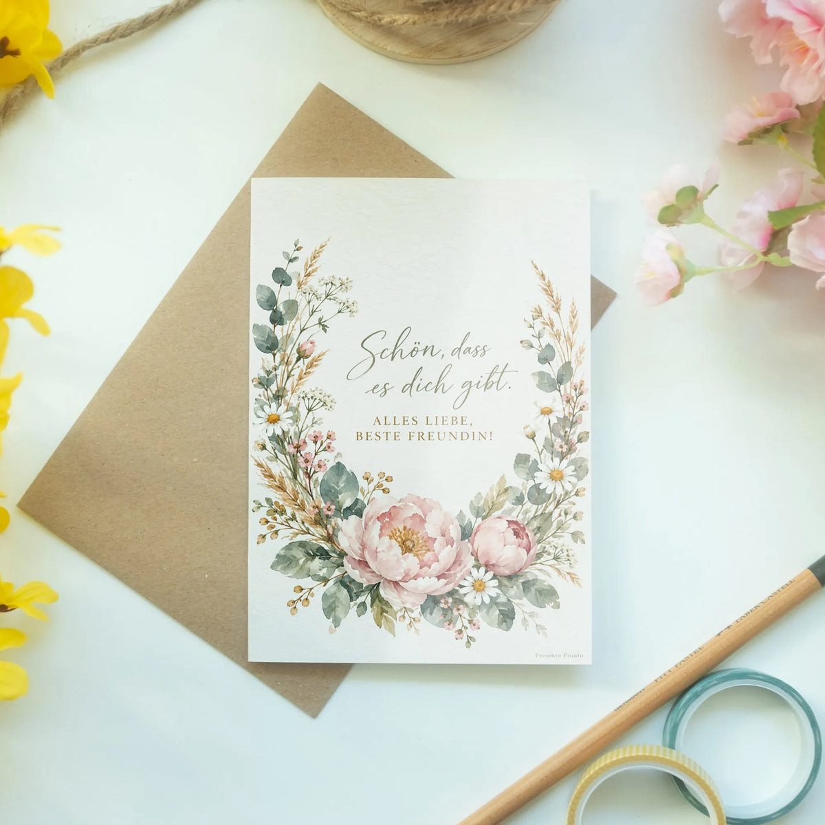Herzliche Geburtstagskarte für die beste Freundin mit Blumenkranz|p:2014970|h:3f8fe4526e4a2e4242db541680a0b6ac