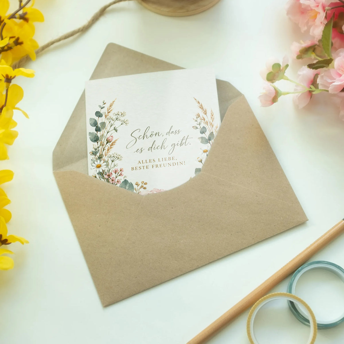Herzliche Geburtstagskarte für die beste Freundin mit Blumenkranz|p:2014970|h:259851b59687e9f9054f34b8cb05c086