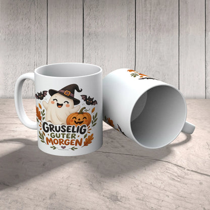 Lustige Halloween-Tasse mit Geist im Hexenhut|p:2014975|h:f8906d6a5ec7c97b031bc53e7884e18e