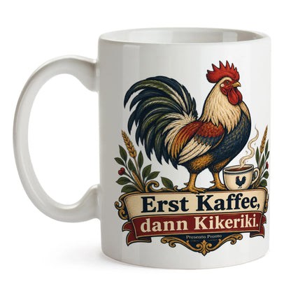 Lustige Huhn-Tasse für Kaffeefans mit stolzem Hahn|p:2014990|h:306d8290d6f7b6e2328b16ca531d204b