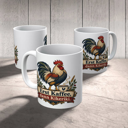 Lustige Huhn-Tasse für Kaffeefans mit stolzem Hahn|p:2014990|h:b6cb972a78b566919b867872fb181ec8