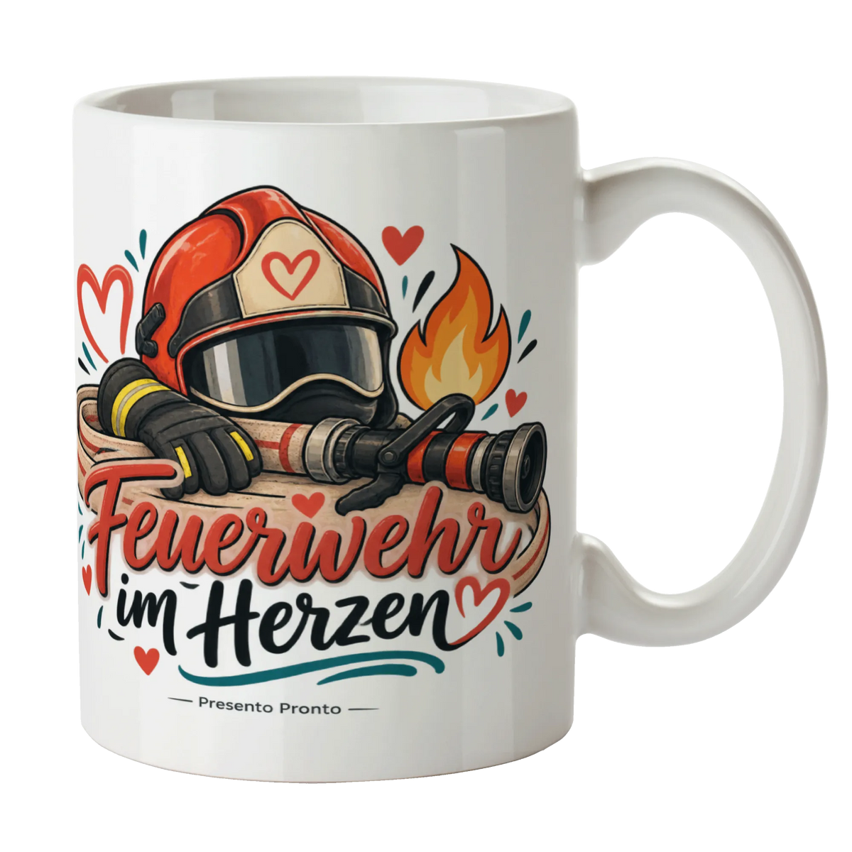 Herzliche Tasse für Feuerwehrleute mit lächelndem Helm|p:2014999|h:b673eadaac7887a7f5b76ff9bca25708