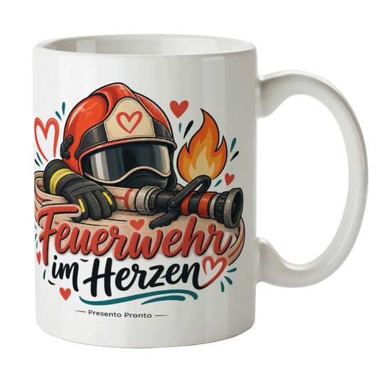 Herzliche Tasse für Feuerwehrleute mit lächelndem Helm|p:2014999|h:b673eadaac7887a7f5b76ff9bca25708