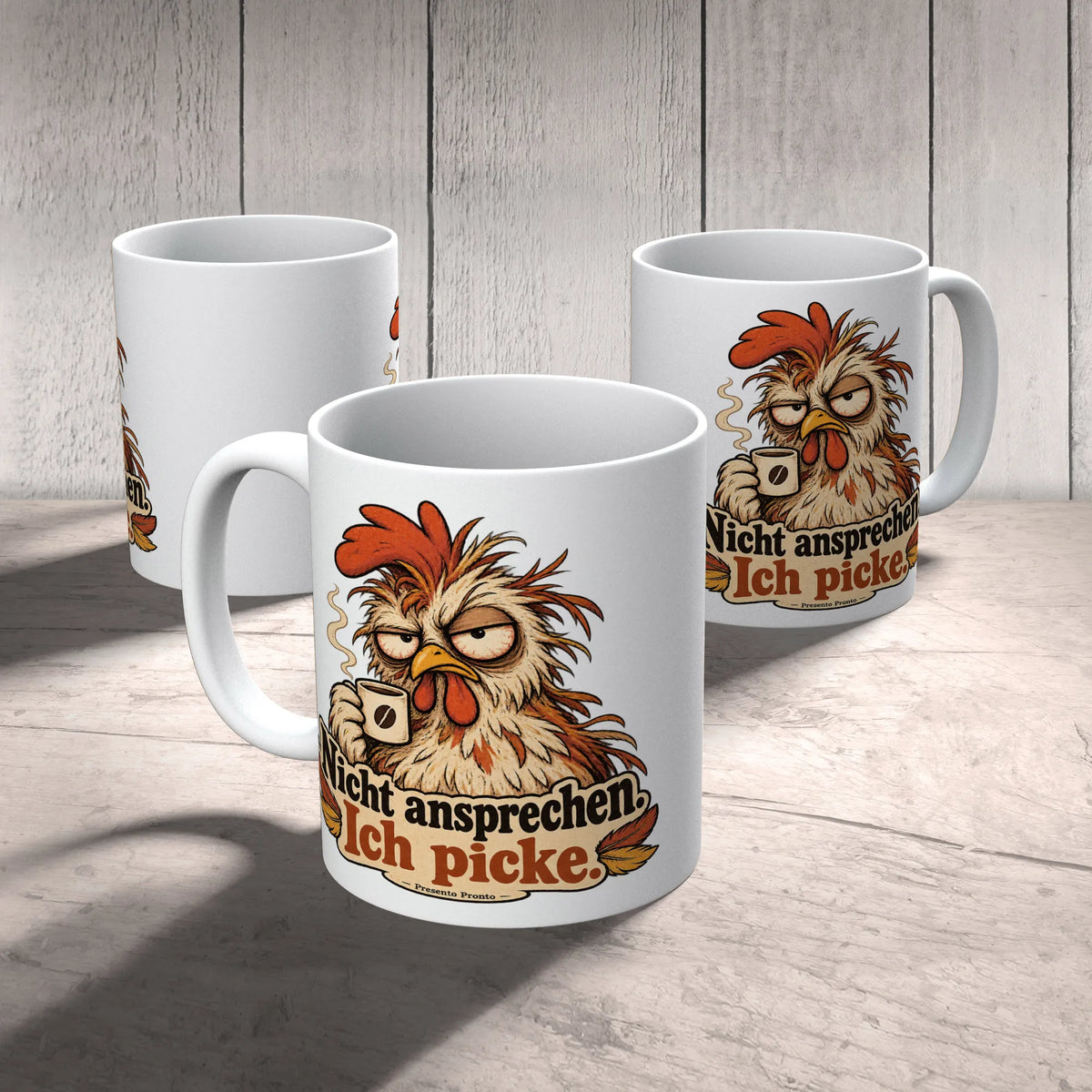 Lustige Tasse mit Huhn für Morgenmuffel|p:2015013|h:f5bef0d71eb63756903f2378d16dee7a