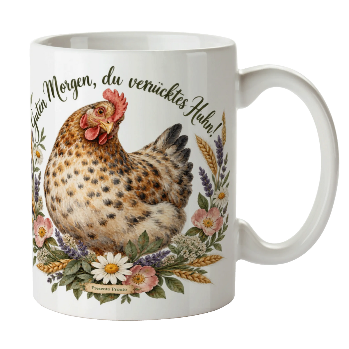 Lustige Tasse mit Huhn für Hühnerliebhaber zum Guten Morgen|p:2015014|h:5ee350b8304f91d5a1cfb74e8ad2ca35