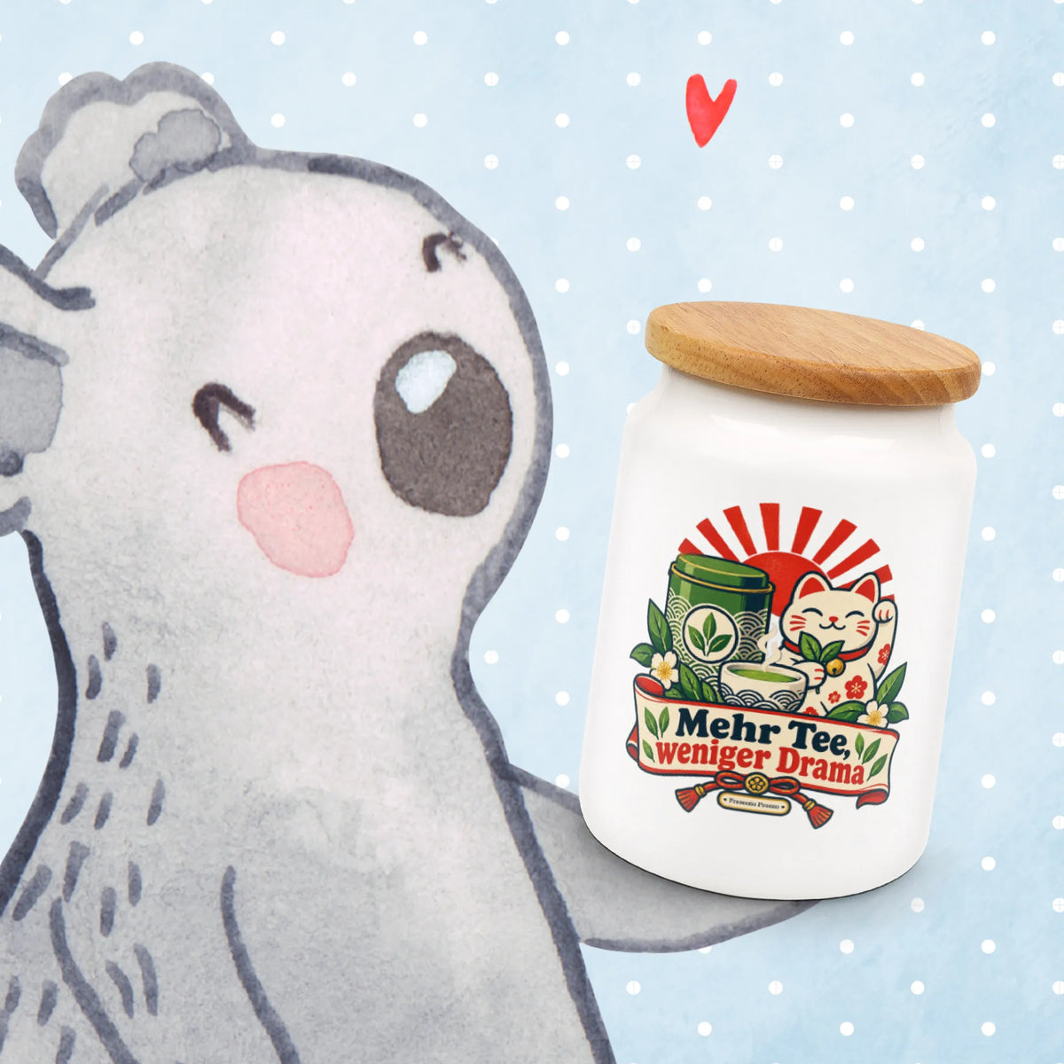 Lustige japanische Teedose für Teefans mit Glückskatze|p:2015020|h:a48a06142552050723cd53530440c587