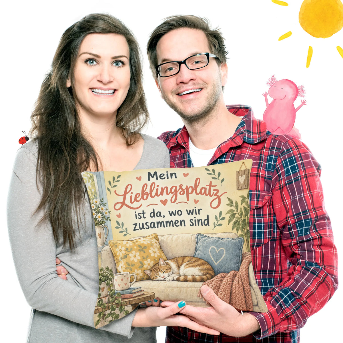 Gemütliches Kissen Lieblingsplatz für Katzenfreunde mit schlafender Katze|p:2015026|h:8145de45acfb2c6c90917ac83f6f8243