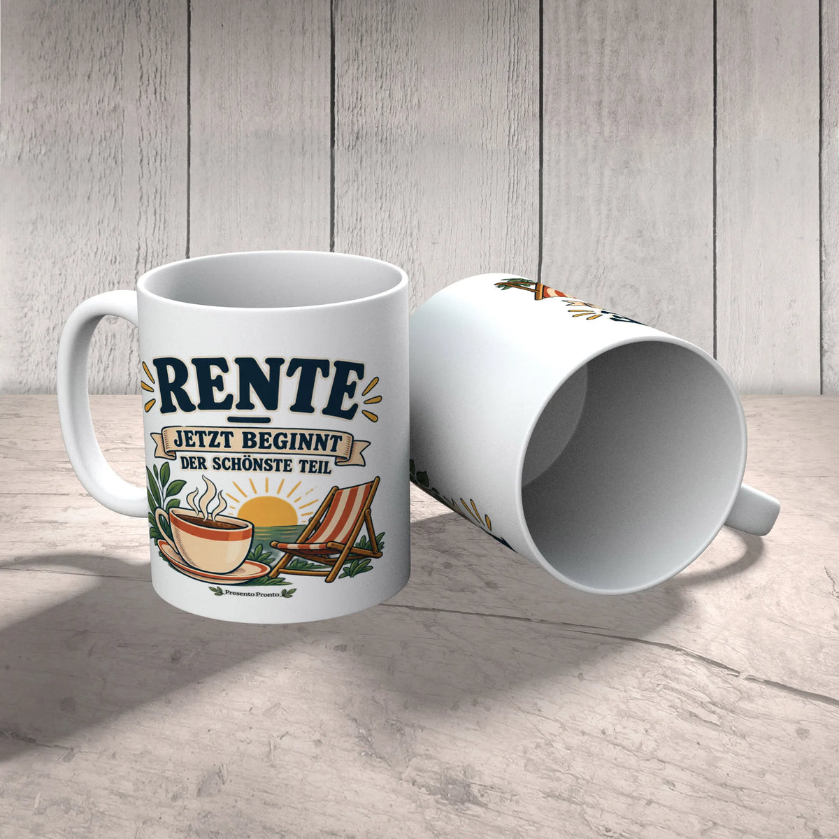 Fröhliche Tasse zur Rente mit Sonne und Liegestuhl|p:2015036|h:1ff6a98f662c66832415be6f49e7a2a5