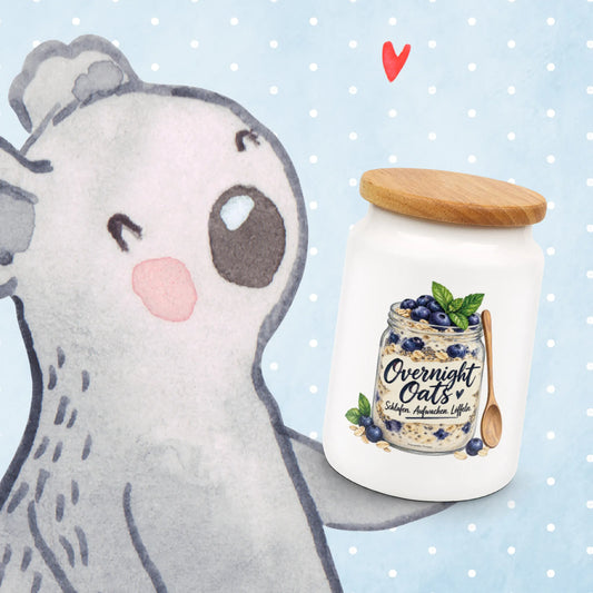 Lustiger Behälter für Overnight Oats für Müslifans mit Heidelbeeren|p:2015043|h:ca18d1982eabf52dbaeb2c82513272fb