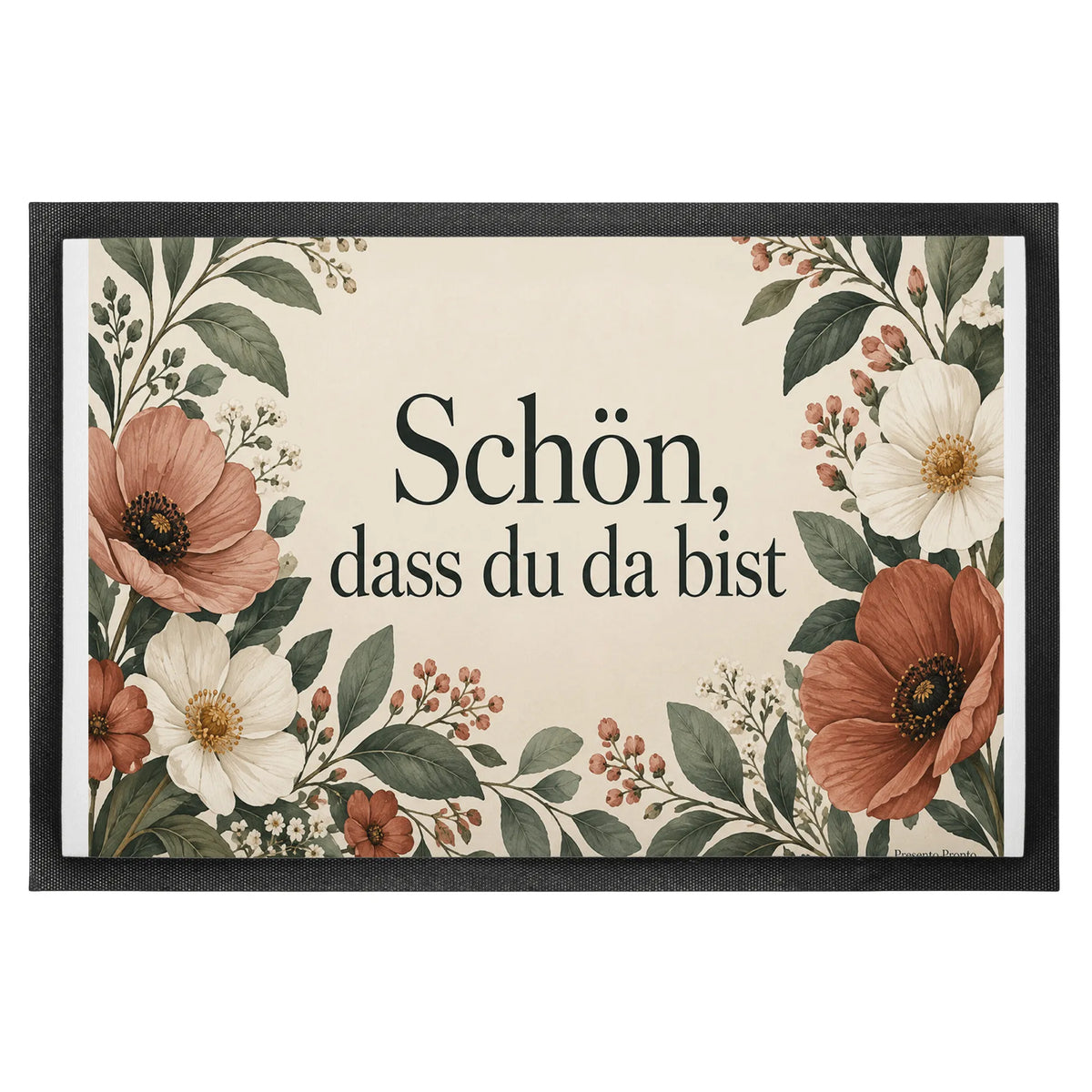 Elegante Fußmatte mit Blumen zum herzlichen Willkommen|p:2015047|h:bd8aaa7877a399df1bd8fdfb4b5c6f1b
