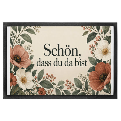 Elegante Fußmatte mit Blumen zum herzlichen Willkommen|p:2015047|h:bd8aaa7877a399df1bd8fdfb4b5c6f1b