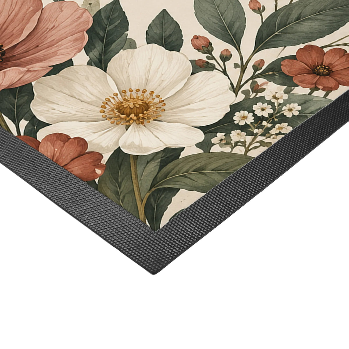 Elegante Fußmatte mit Blumen zum herzlichen Willkommen|p:2015047|h:111e7c6488b9124bbead02e4cbd17c5e