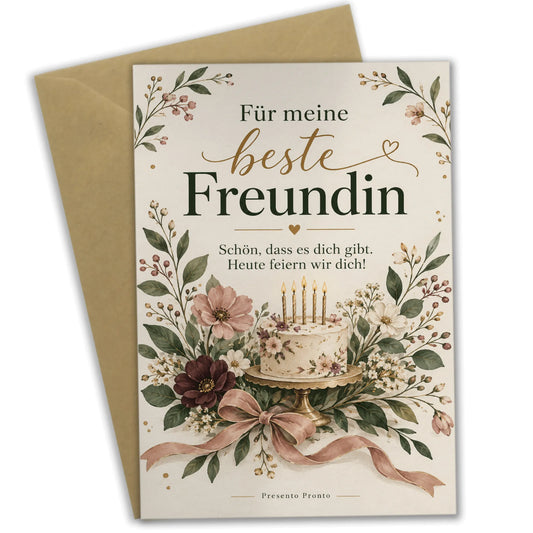 Elegante Geburtstagskarte für die beste Freundin mit Wildblumen|p:2015052|h:4c88677c9e60cc1f2aceb32ba517e97b