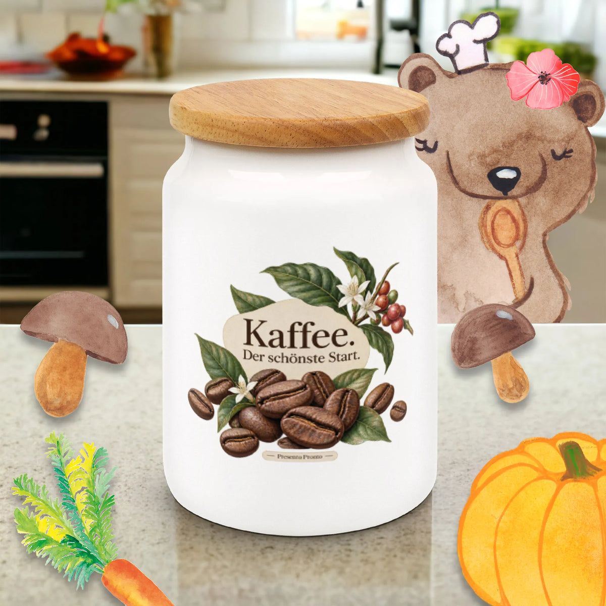 Gemütlicher Kaffeebohnenbehälter für Kaffeeliebhaber mit Kaffeezweig|p:2015062|h:9ed3c583f6515832a74083c6aacbe247