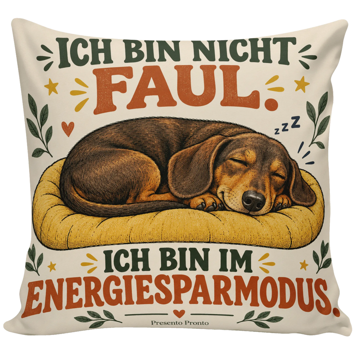 Lustiges Kissen für Faule mit schläfrigem Dackel|p:2015064|h:25b006953a9243a88267109641c3a521