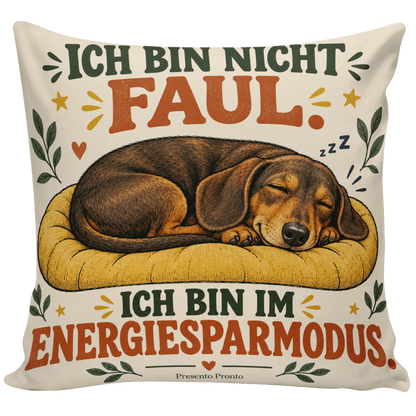 Lustiges Kissen für Faule mit schläfrigem Dackel|p:2015064|h:25b006953a9243a88267109641c3a521