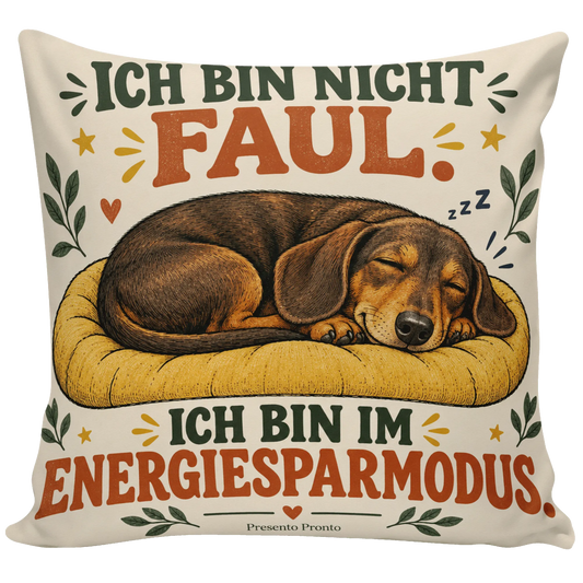 Lustiges Kissen für Faule mit schläfrigem Dackel|p:2015064|h:25b006953a9243a88267109641c3a521