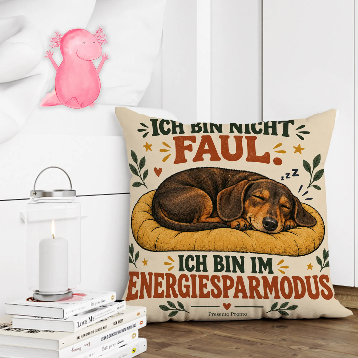 Lustiges Kissen für Faule mit schläfrigem Dackel|p:2015064|h:0261aa2121a7d80a384a8e290b1800a5