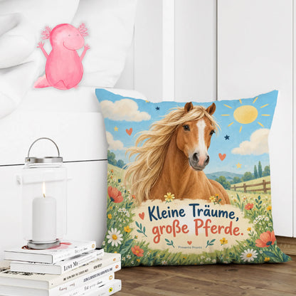 Süßes Kissen mit Pferd für Kinder auf Blumenwiese|p:2015069|h:3a02700fd66e5371391439651e5a7edc