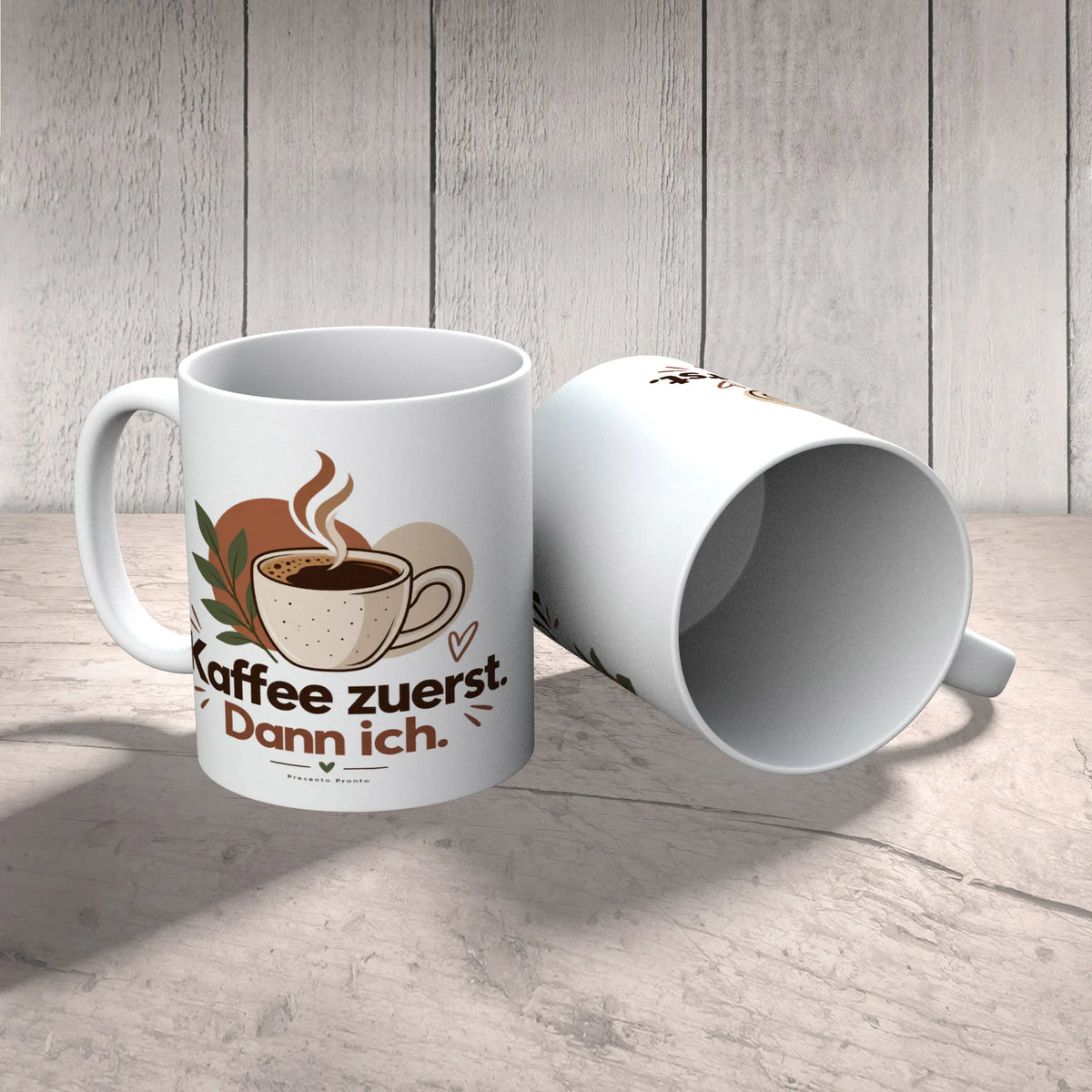 Lustige Kaffeetasse für Kaffeeliebhaber mit Becher in Salbeigrün|p:2015070|h:e4cb40dde9dc3411006a4d6ce1994d55