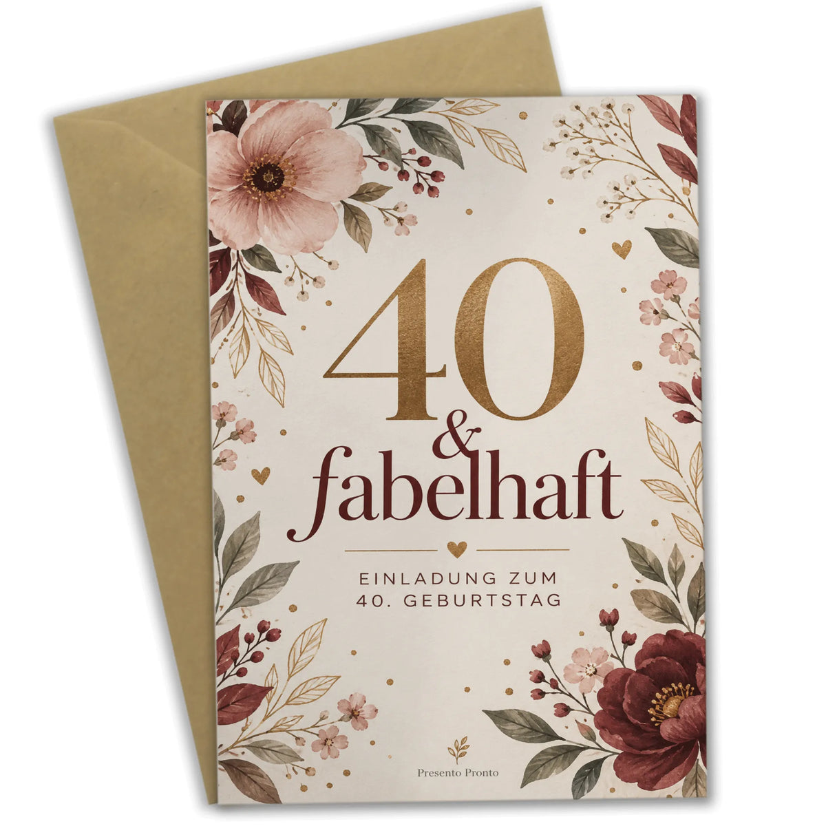 Elegante Einladungskarten zum 40. Geburtstag mit Blumen|p:2015083|h:61d1375a36f312c460586374947dee65
