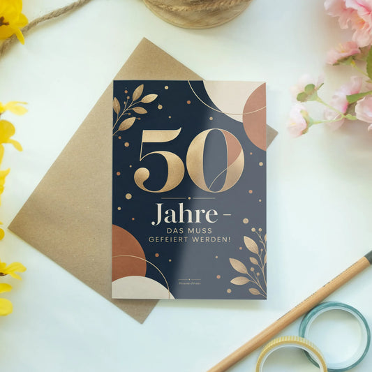 Elegante Einladungskarten zum 50. Geburtstag mit goldener Zahl 50|p:2015085|h:4589ad7a01c35b1cd958bf6f494ff443