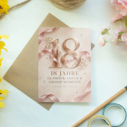 Elegante Einladungskarten zum 18. Geburtstag mit goldener 18|p:2015088|h:66f08aacf5ed67a335e2d260dfd45eb3