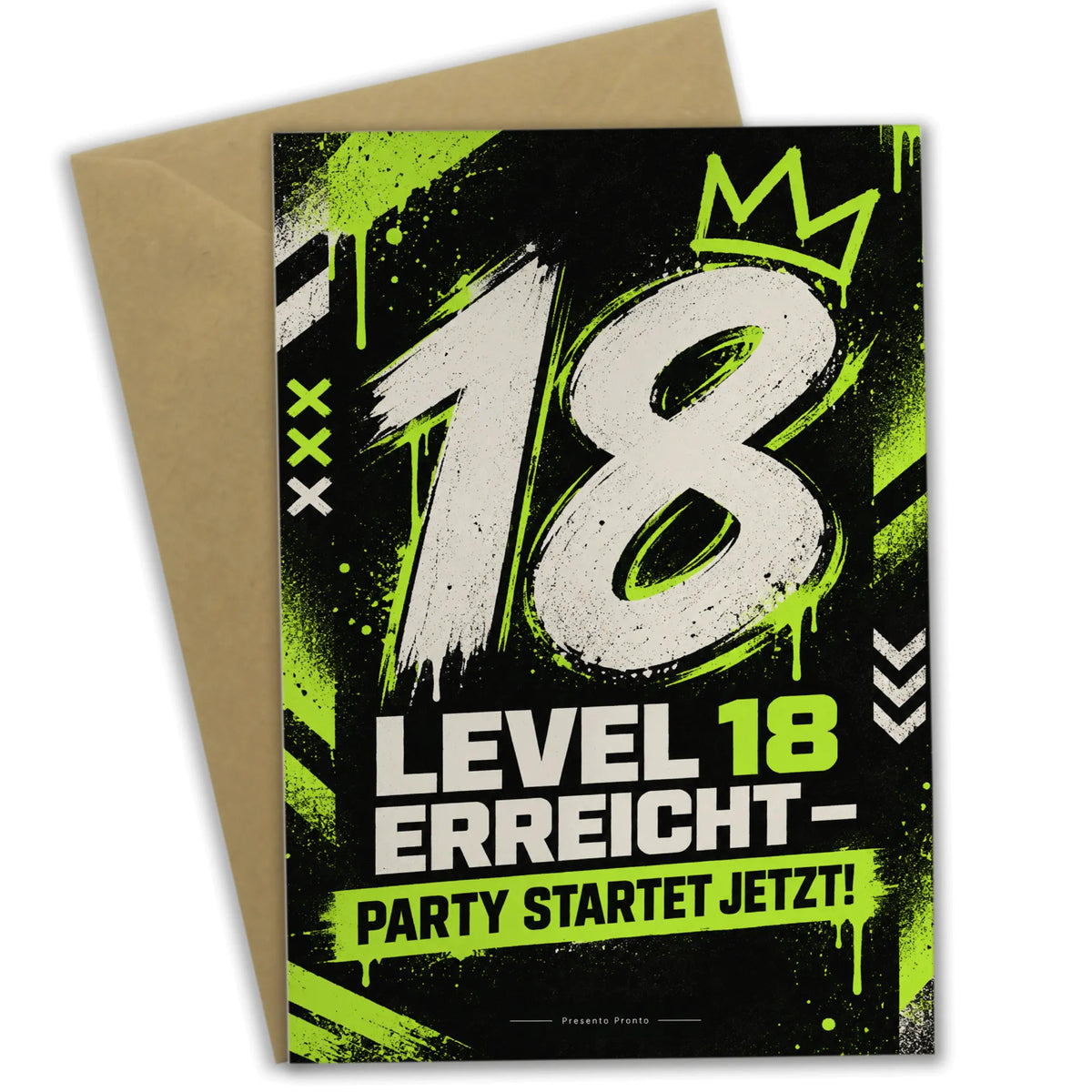 Coole Einladungskarten zum 18. Geburtstag mit neongrüner Zahl 18|p:2015091|h:96538e7018b0cf42a36e0825f4a09fe9