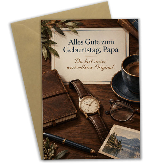 Herzliche Geburtstagskarte für Papa mit Armbanduhr|p:2015093|h:2701b6e3dc69a9e075d131045b961bce