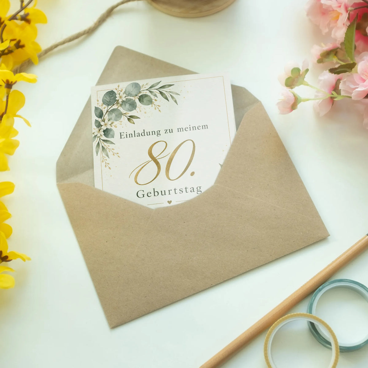 Elegante Einladungskarten zum 80. Geburtstag mit Eukalyptus|p:2015096|h:65e4d3d696154fb18f9f655d29beef06