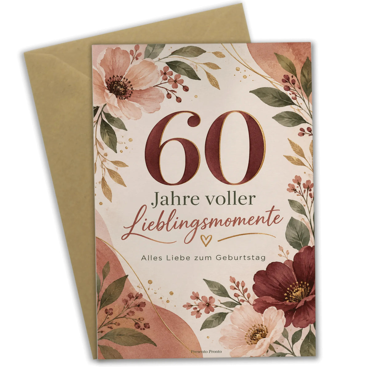 Elegante Geburtstagskarte für Frau zum 60. Geburtstag mit Blumen|p:2015098|h:7ef70c074dbc558b815a5df495caa199