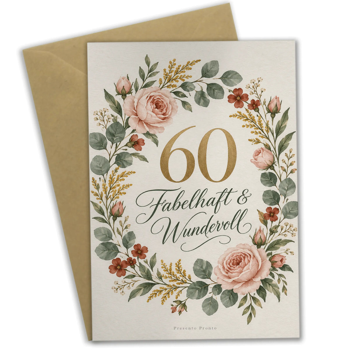 Elegante Geburtstagskarte zum 60. für Frauen mit Blumenkranz|p:2015106|h:bfb884ee92fab1202f8f2f3cf650c607